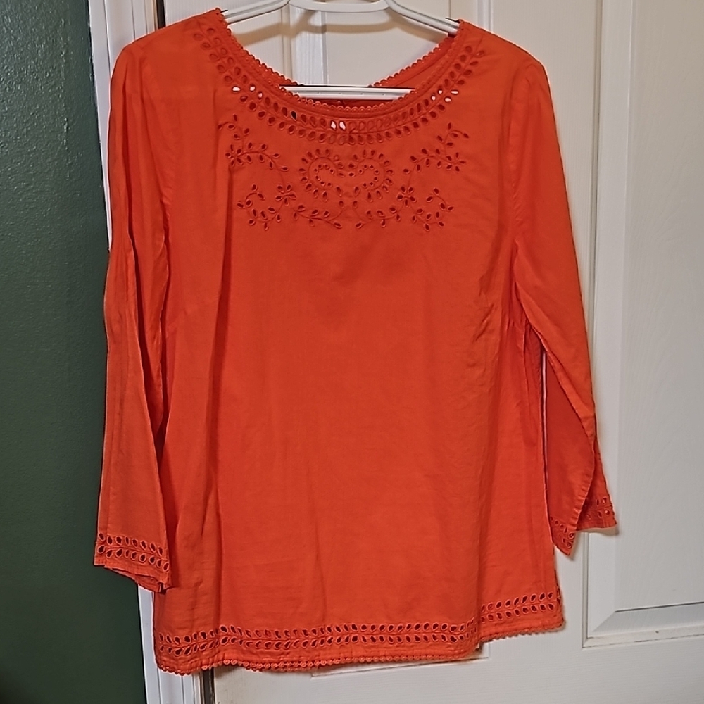 Orange Embroidered Women's Top